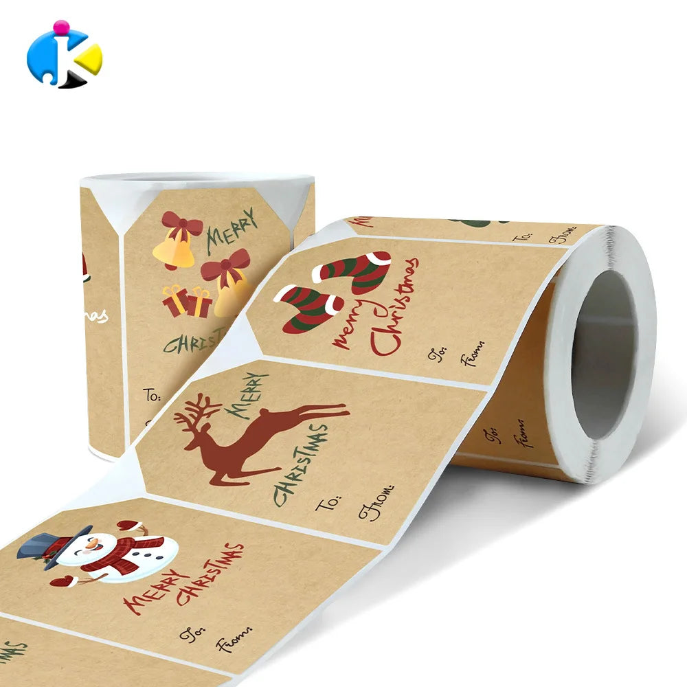 250pcs Leather Paper Christmas Gift Box Sealing Stickers – 1 Roll