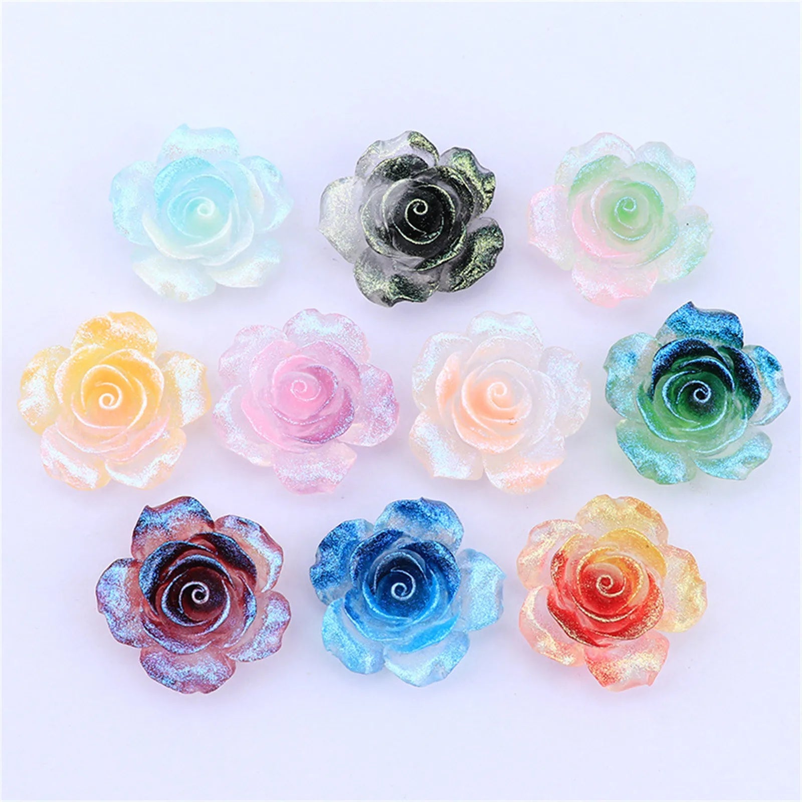 2pcs Glow-In-The-Dark 37mm Large Rose Flower Rhinestone Trim