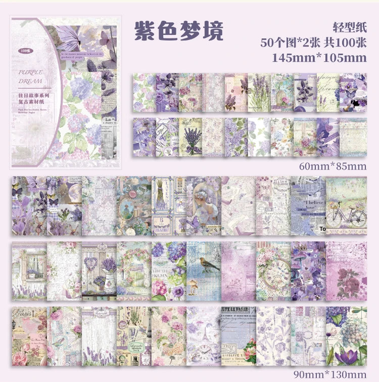 JIANQI Vintage Scrapbooking Paper – 100 pcs