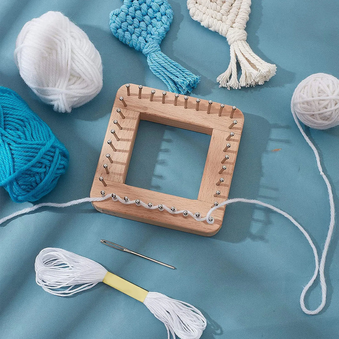 Wooden Square Knitting Tool with Hooks