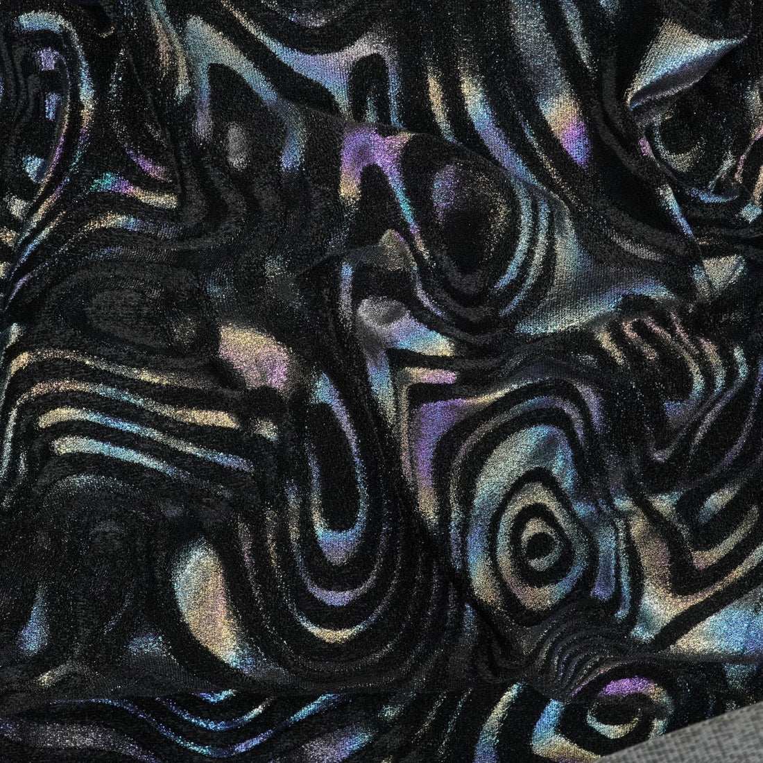 Metallic Foil Velvet Fabric – 2-Way Stretch, 220 GSM