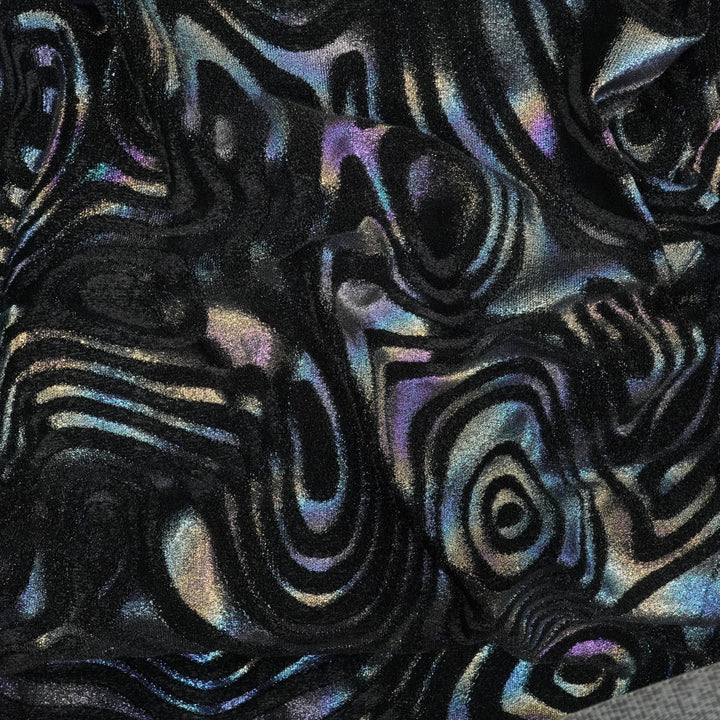 Metallic Foil Velvet Fabric – 2-Way Stretch, 220 GSM
