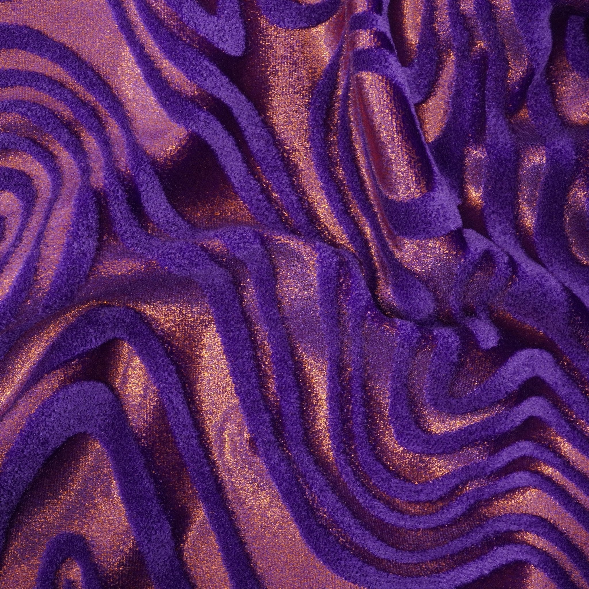 Metallic Foil Velvet Fabric – 2-Way Stretch, 220 GSM