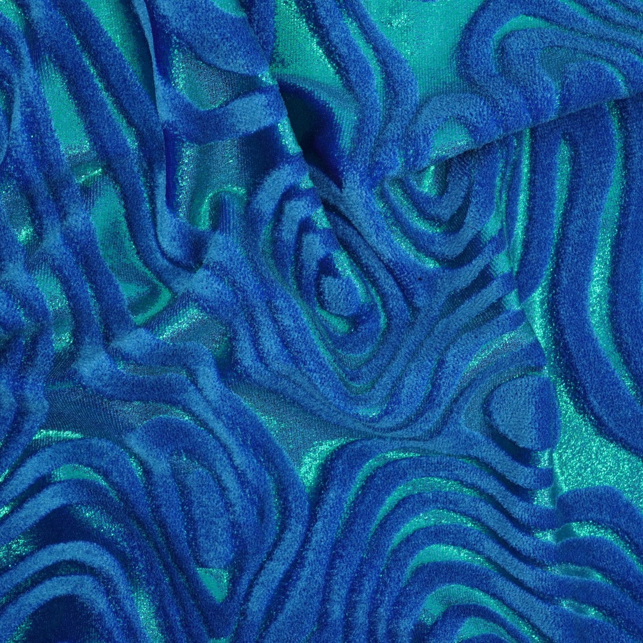 Metallic Foil Velvet Fabric – 2-Way Stretch, 220 GSM