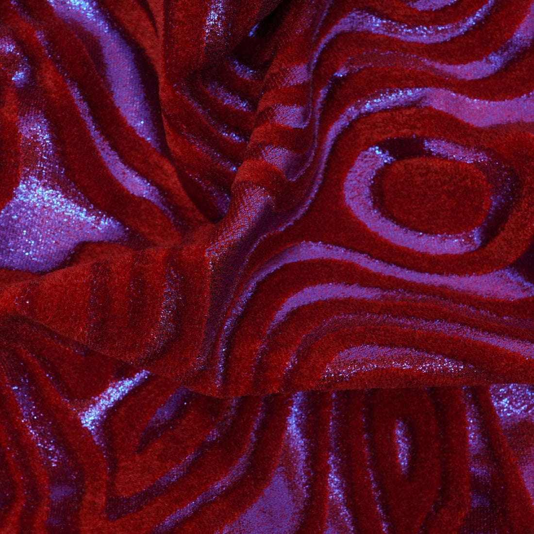 Metallic Foil Velvet Fabric – 2-Way Stretch, 220 GSM