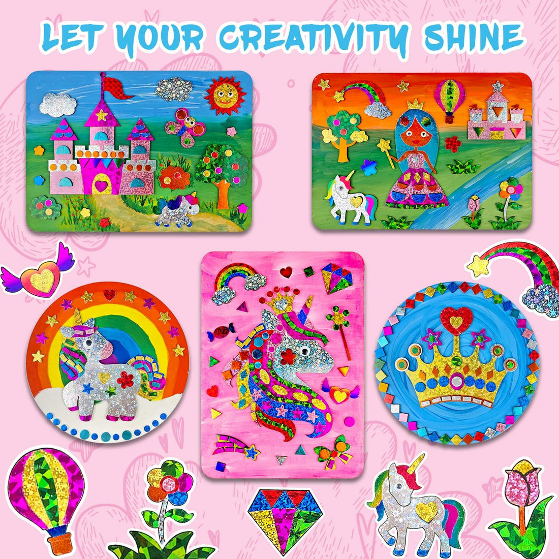 Wooden Foil Art Crafts DIY Unicorn & Princess Painting Kit for Kids Ages 5-12