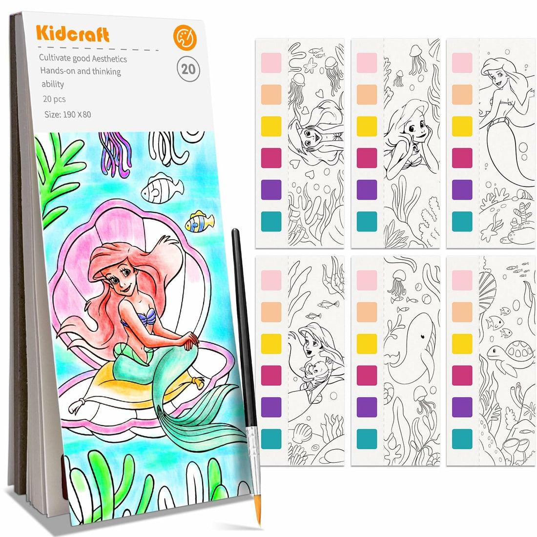 Paint with Water Mermaid Coloring Book Kit Travel Toy Mess Free for Kids