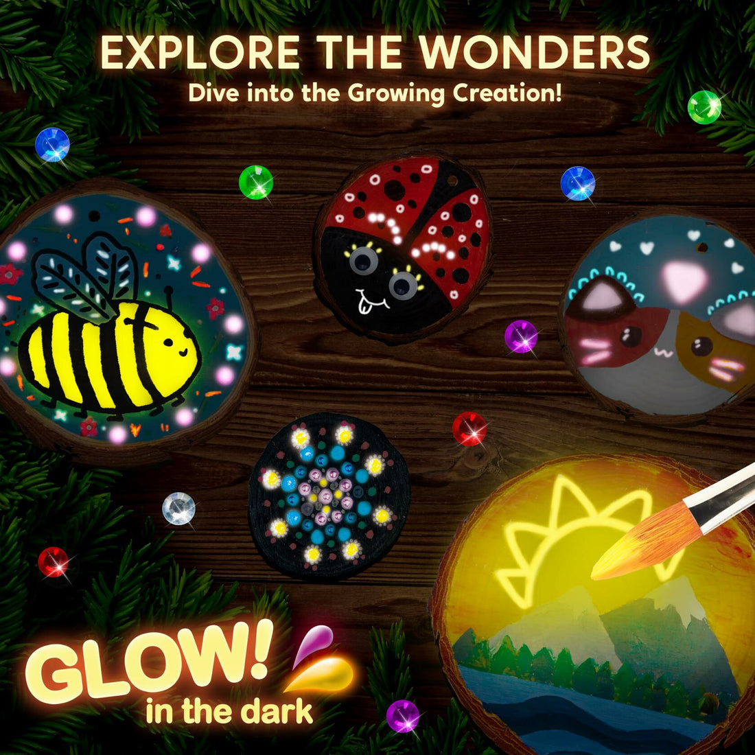 Klever Kits Wooden Glow in The Dark Painting Craft Kit for Kids Ages 6-12