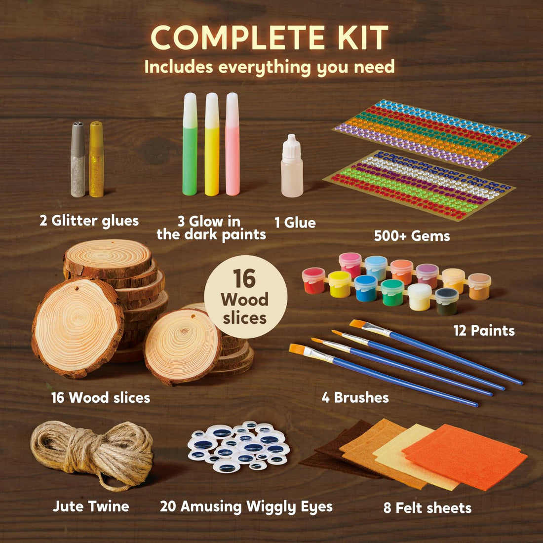 Klever Kits Wooden Glow in The Dark Painting Craft Kit for Kids Ages 6-12