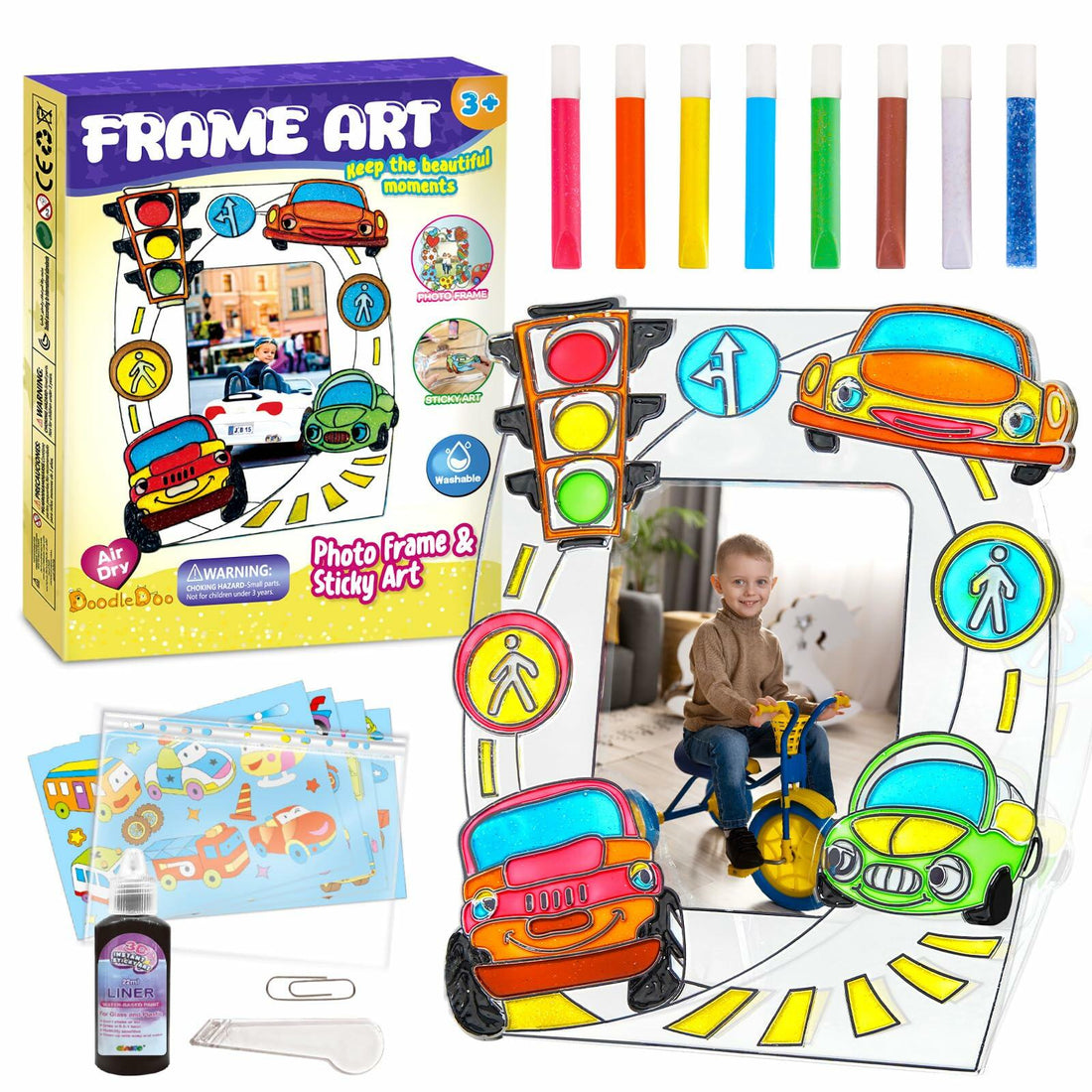 DoodleDoo DIY Vehicle Acrylic Photo Frame Painting Kit Kids Ages 4-12