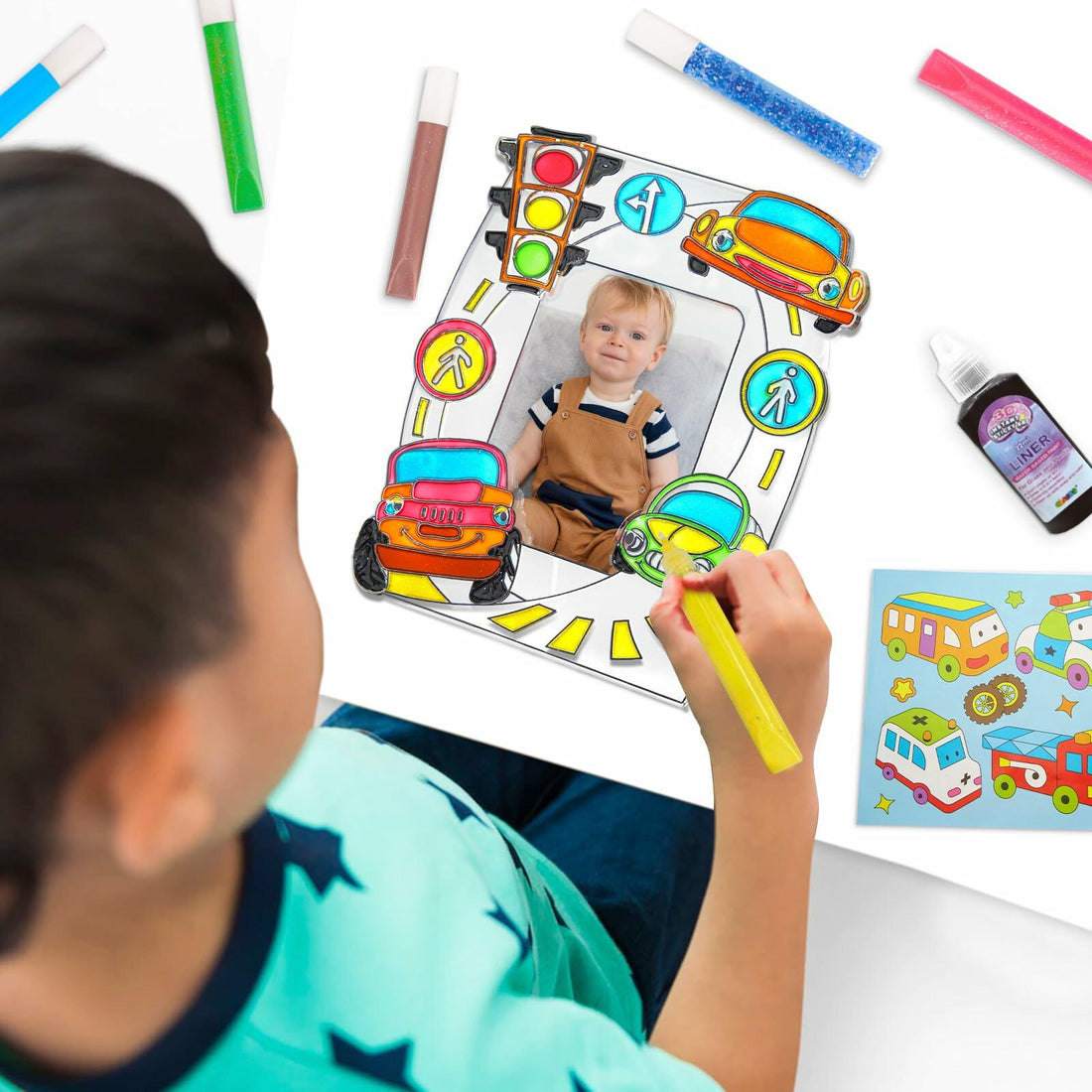 DoodleDoo DIY Vehicle Acrylic Photo Frame Painting Kit Kids Ages 4-12