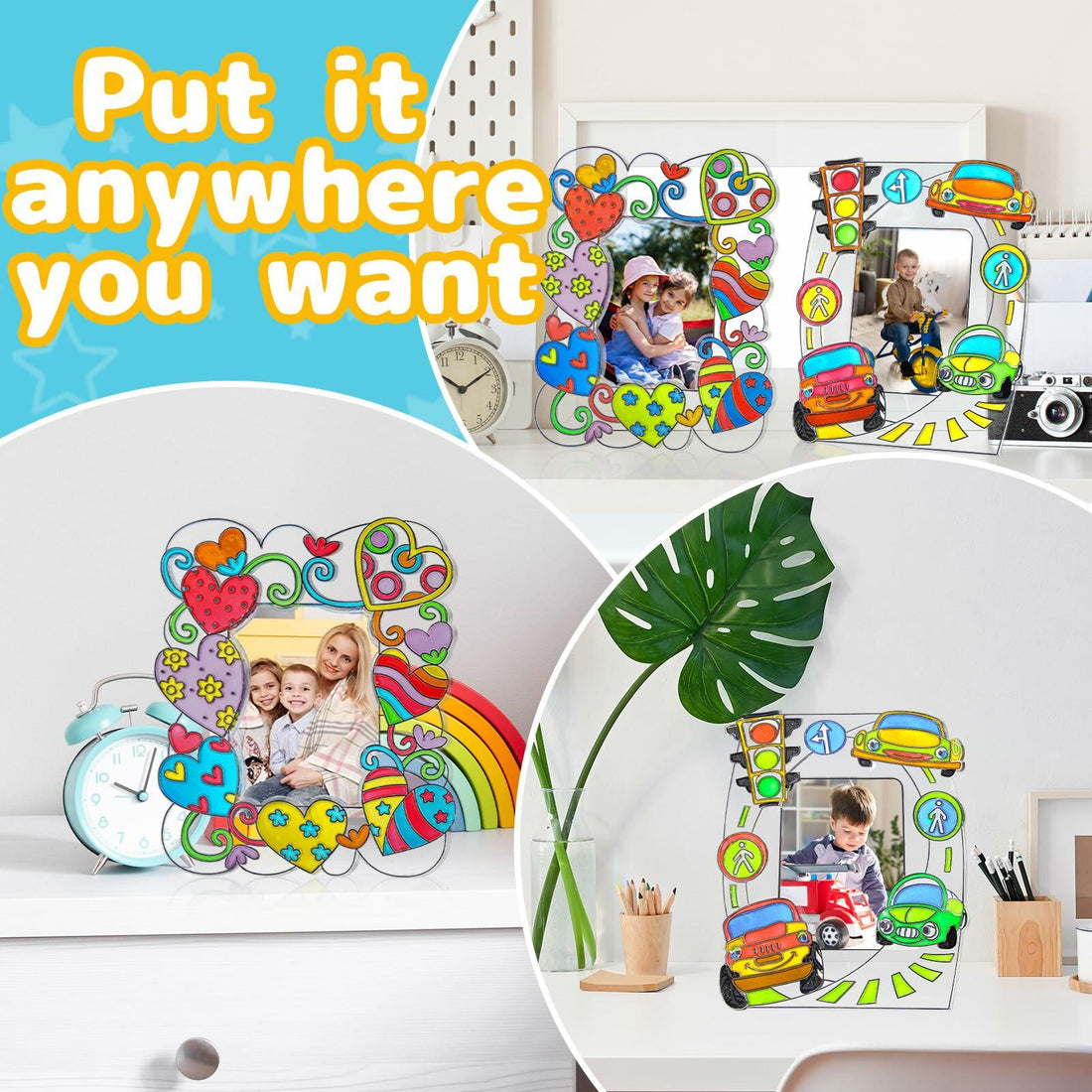 DoodleDoo DIY Vehicle Acrylic Photo Frame Painting Kit Kids Ages 4-12