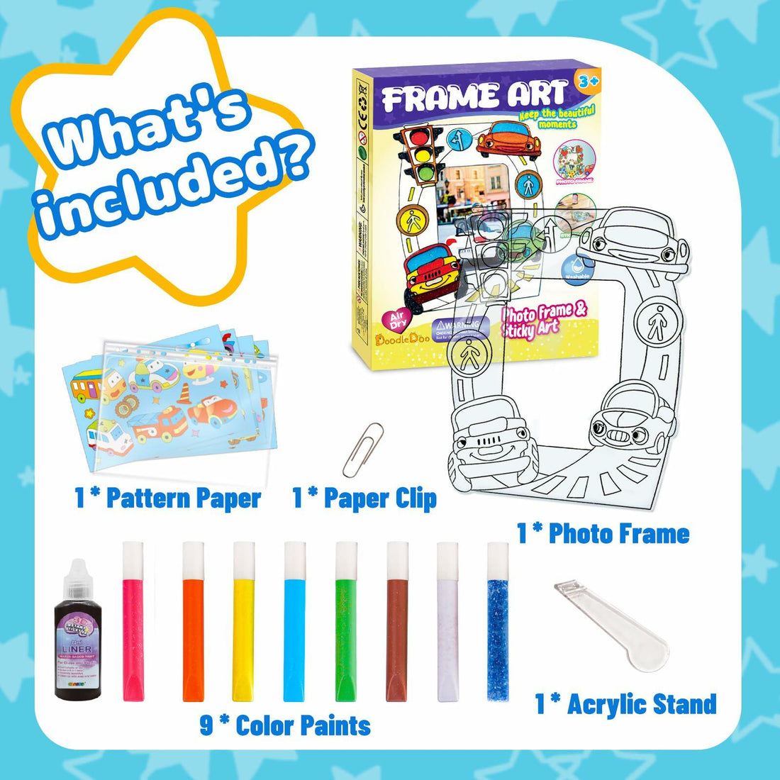 DoodleDoo DIY Vehicle Acrylic Photo Frame Painting Kit Kids Ages 4-12