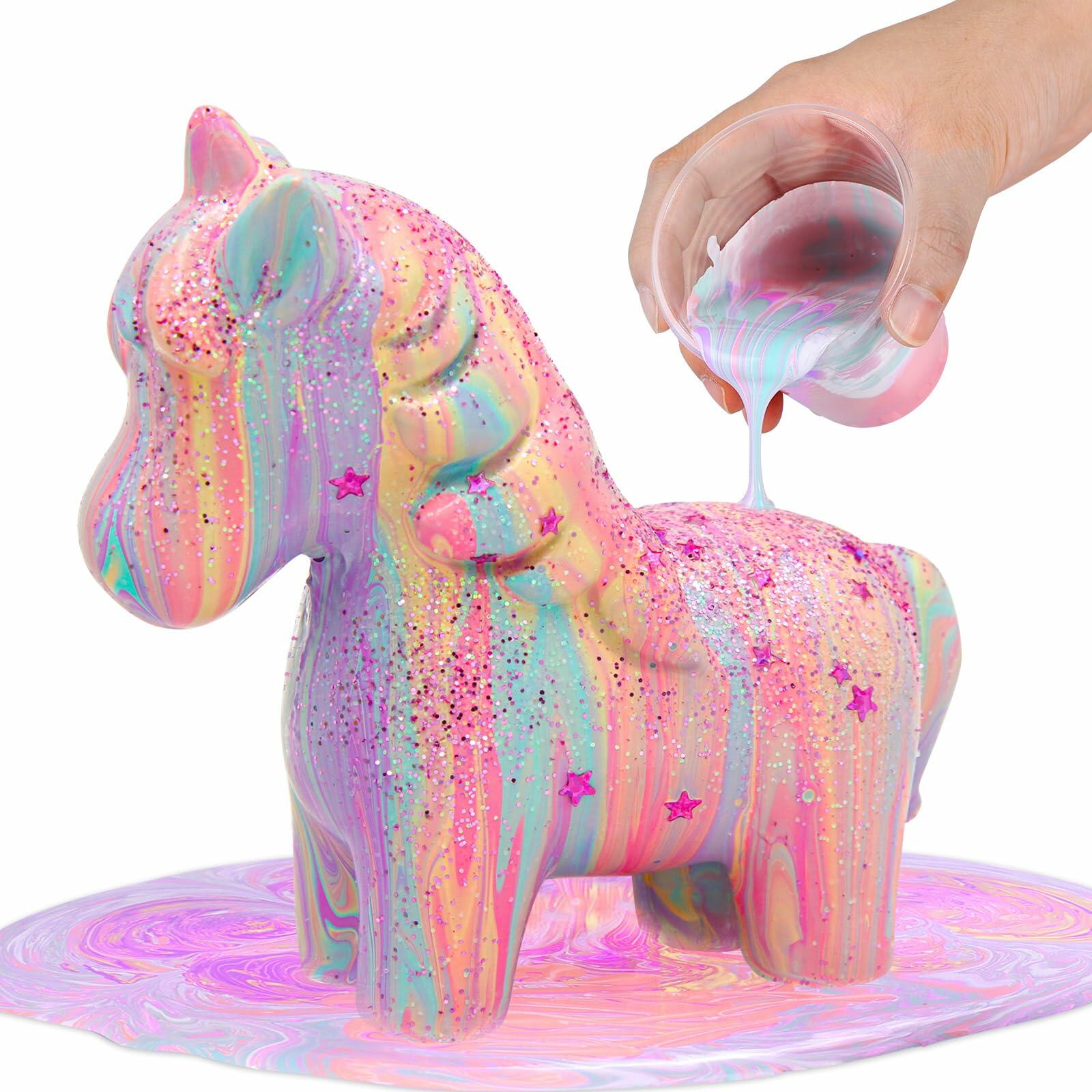LAOESE Unicorns Paint Pouring Art Kit DIY Craft for Kids Ages 6-12