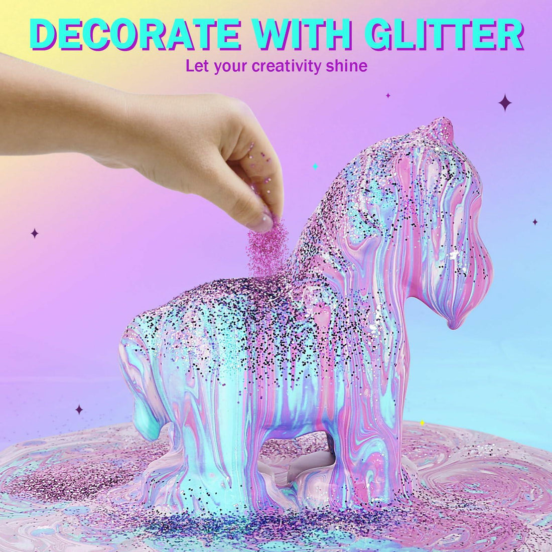 LAOESE Unicorns Paint Pouring Art Kit DIY Craft for Kids Ages 6-12
