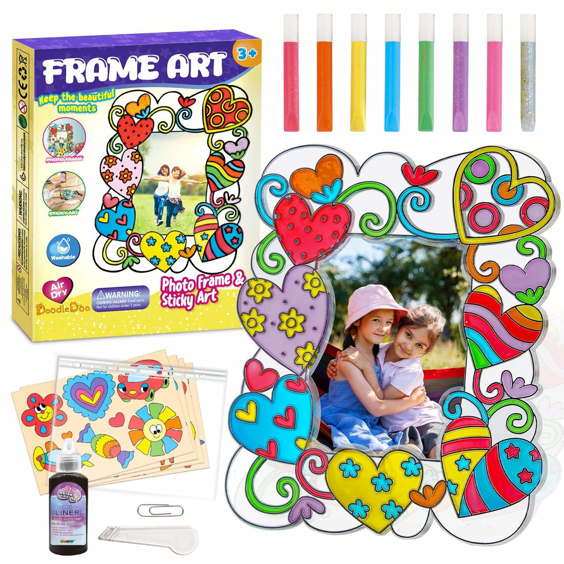 DoodleDoo DIY Acrylic Photo Frame Painting Craft Kit for Kids Ages 4-12