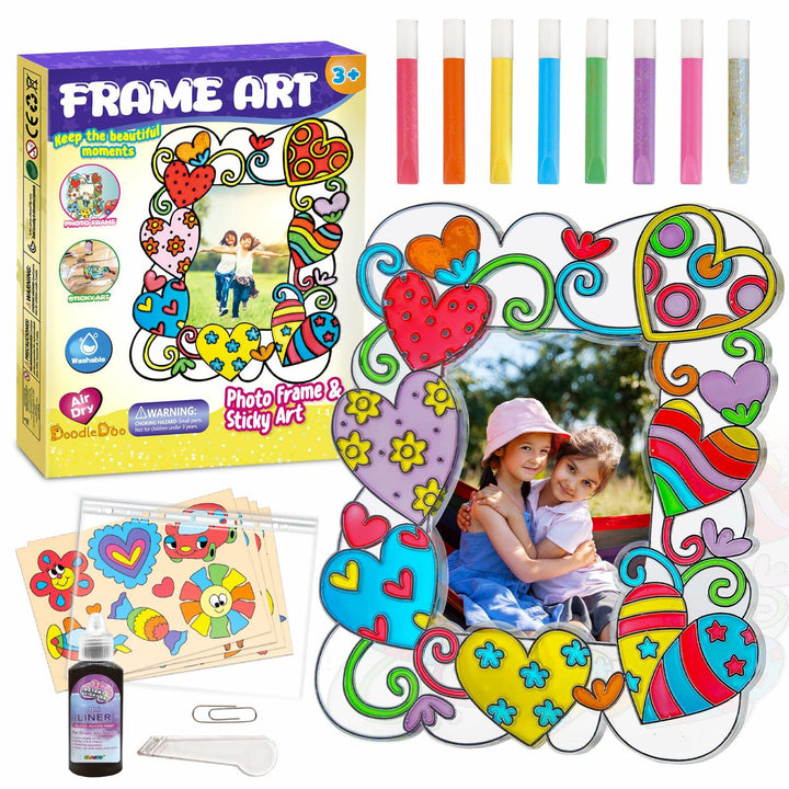 DoodleDoo DIY Acrylic Photo Frame Painting Craft Kit for Kids Ages 4-12