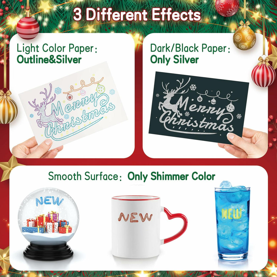 Leceha Metallic Glitter Outline Markers Pens 12 Colors Drawing Kids Teens