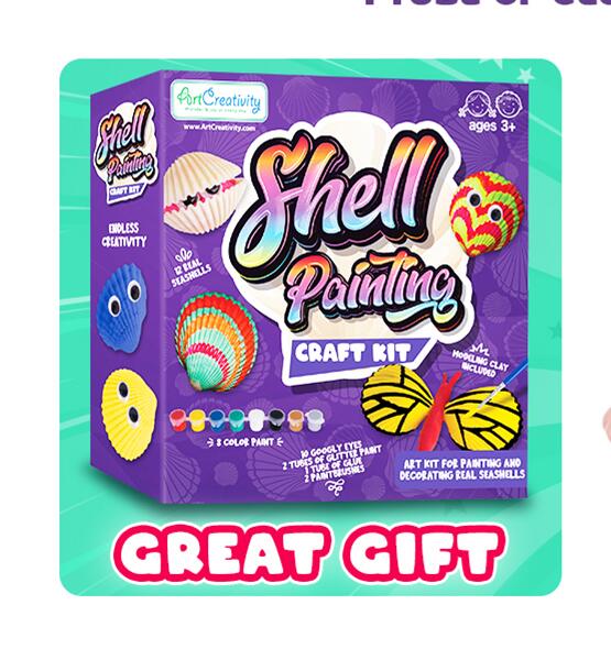 ArtCreativity Shell Painting Kit Kids Craft Supplies Creative Fun Ages 3+