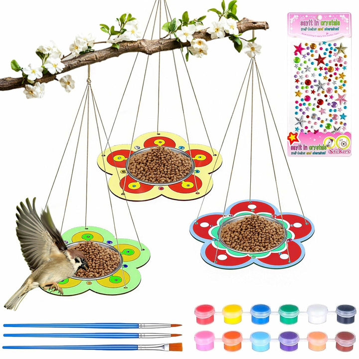 Jestrem Kids DIY Wooden Bird Feeder Kits 3-Pack Outdoor Toys Ages 3-12
