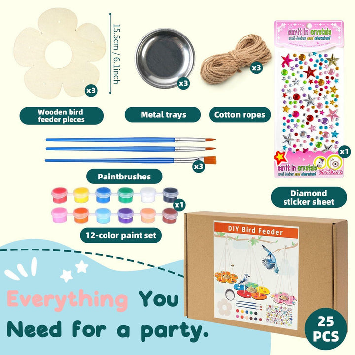 Jestrem Kids DIY Wooden Bird Feeder Kits 3-Pack Outdoor Toys Ages 3-12