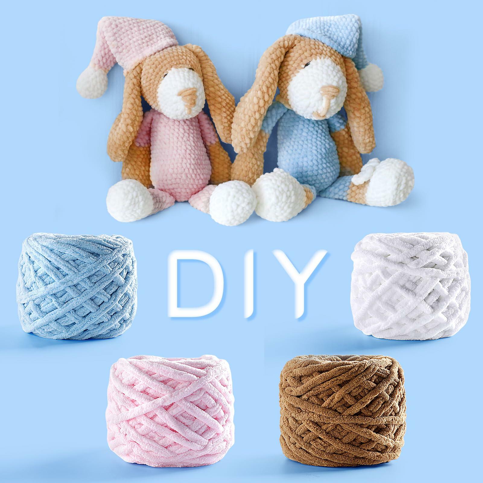 Chunky Chenille Yarn Light Green Soft Thick Crochet Knitting Yarn 74yd 3.5oz