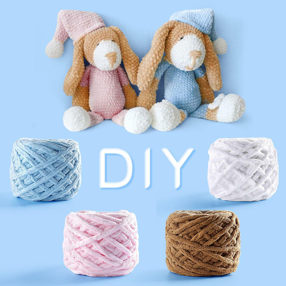 Chunky Chenille Yarn Light Green Soft Thick Crochet Knitting Yarn 74yd 3.5oz