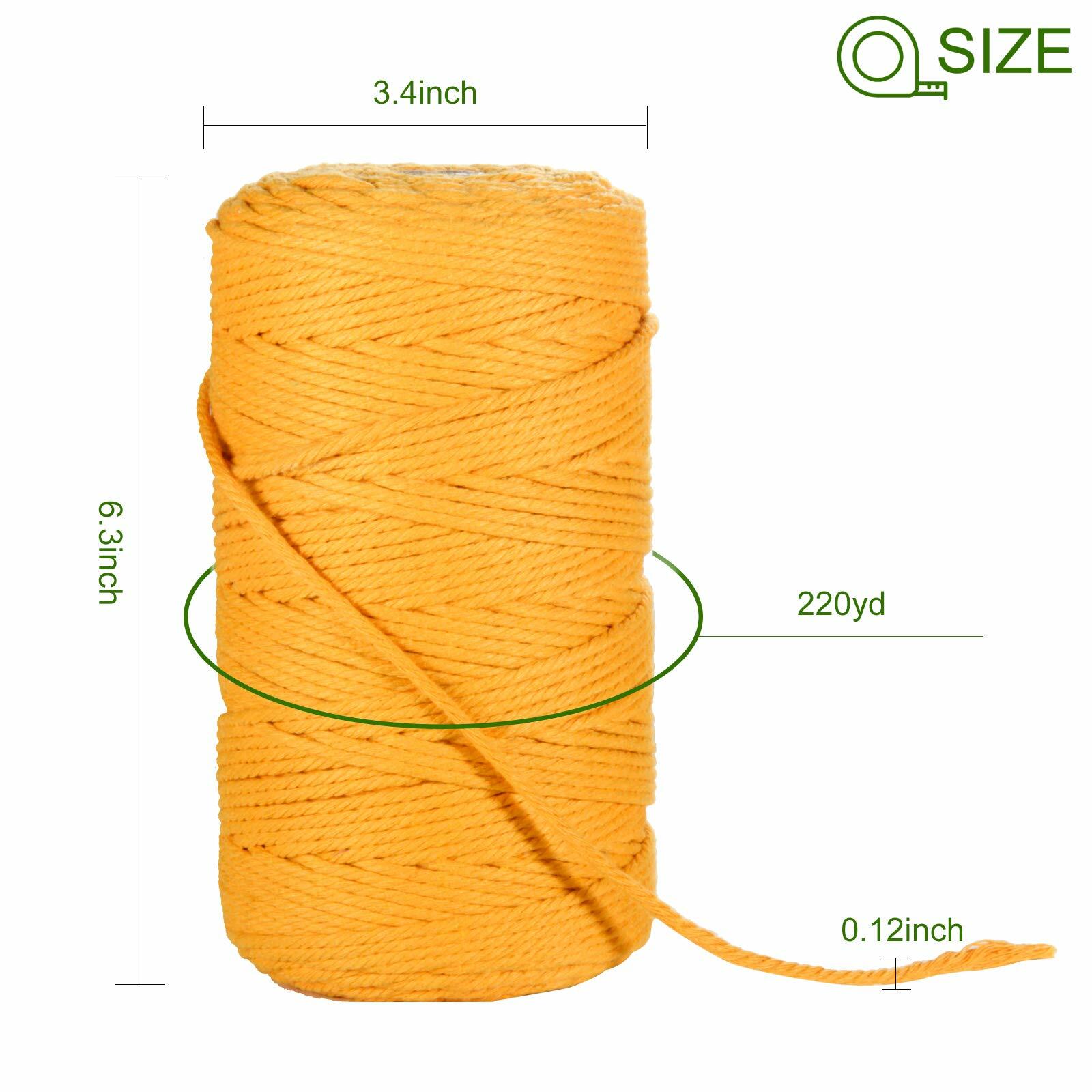 POZEAN 3mm Macrame Cord 220 Yards 100% Cotton Rose Red Cotton Yarn