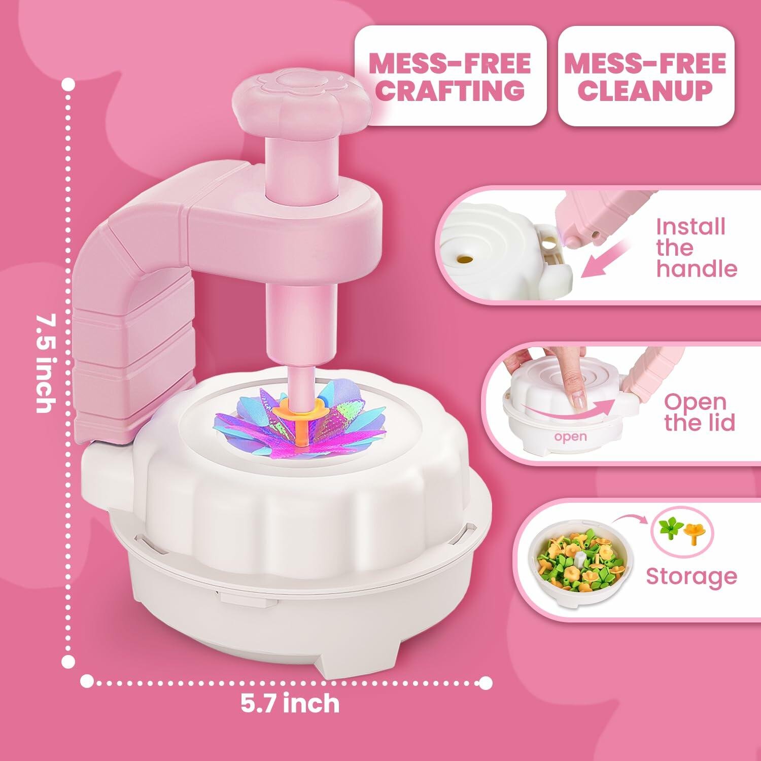 windpaint Arts and Crafts DIY Fabric Flower Bouquet Kit for Kids Pink