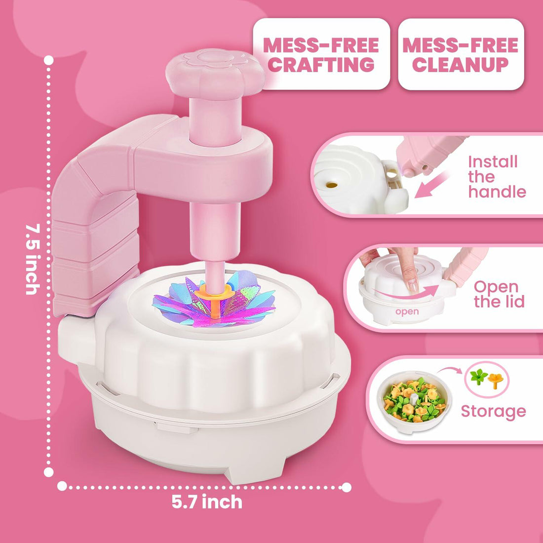 windpaint Arts and Crafts DIY Fabric Flower Bouquet Kit for Kids Pink