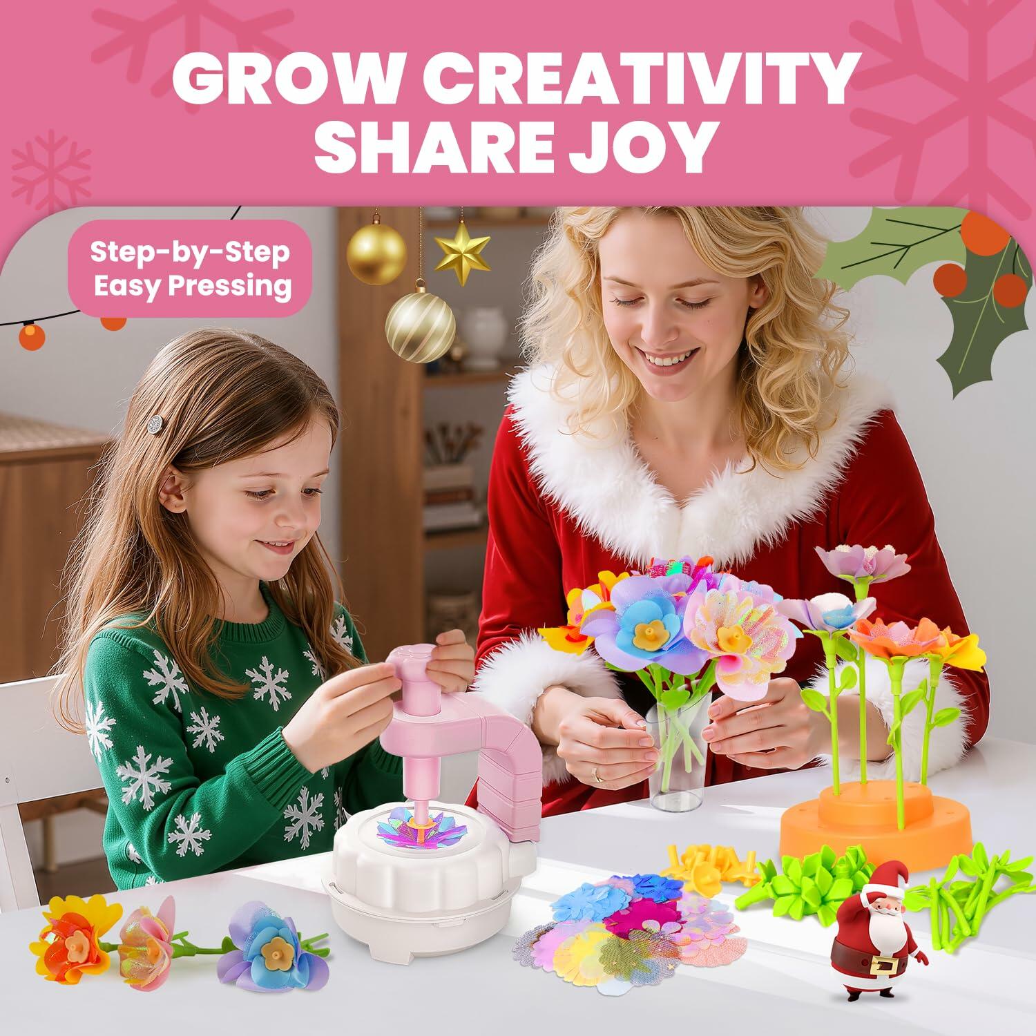 windpaint Arts and Crafts DIY Fabric Flower Bouquet Kit for Kids Pink