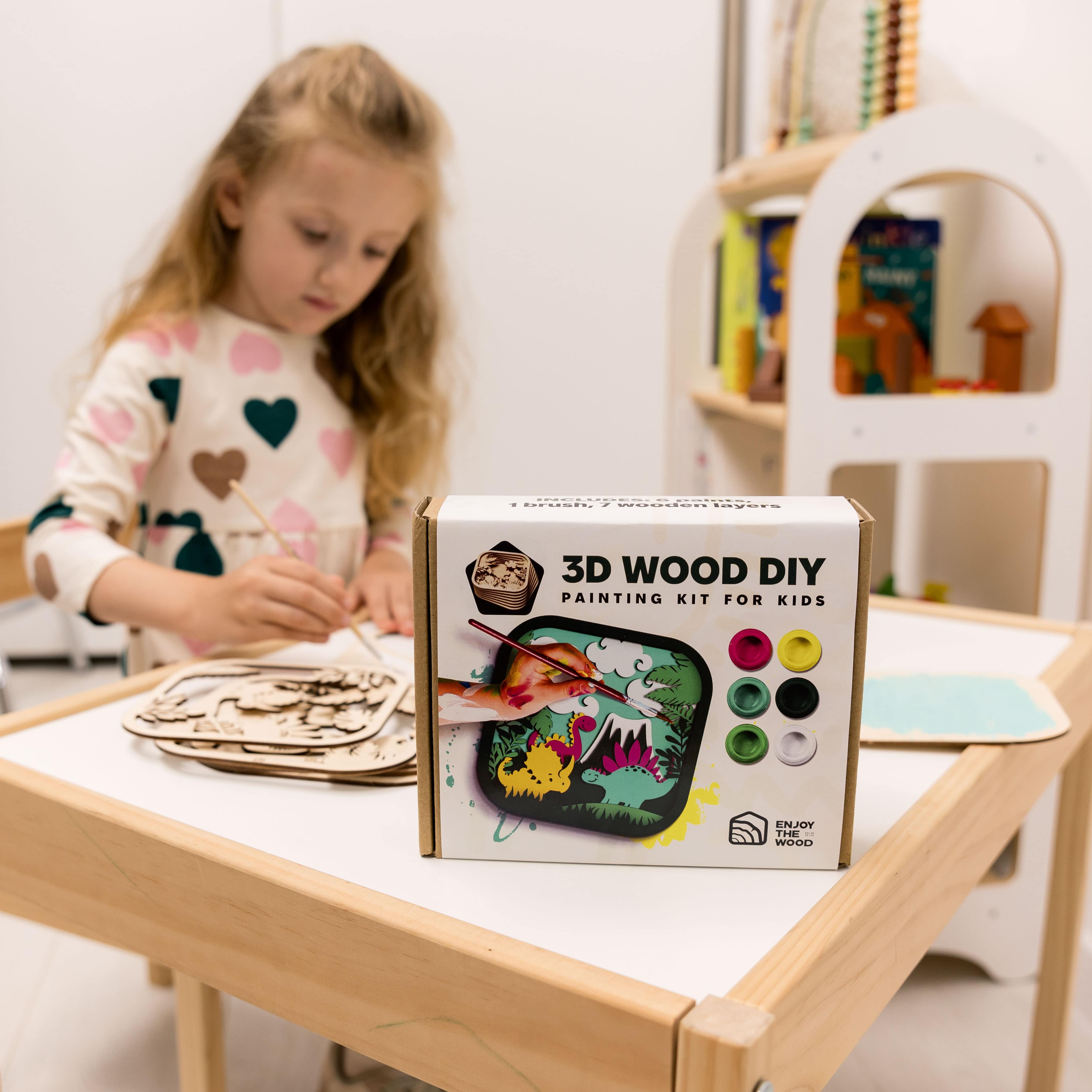 3D DIY Wood Painting Kit for Kids – Dino