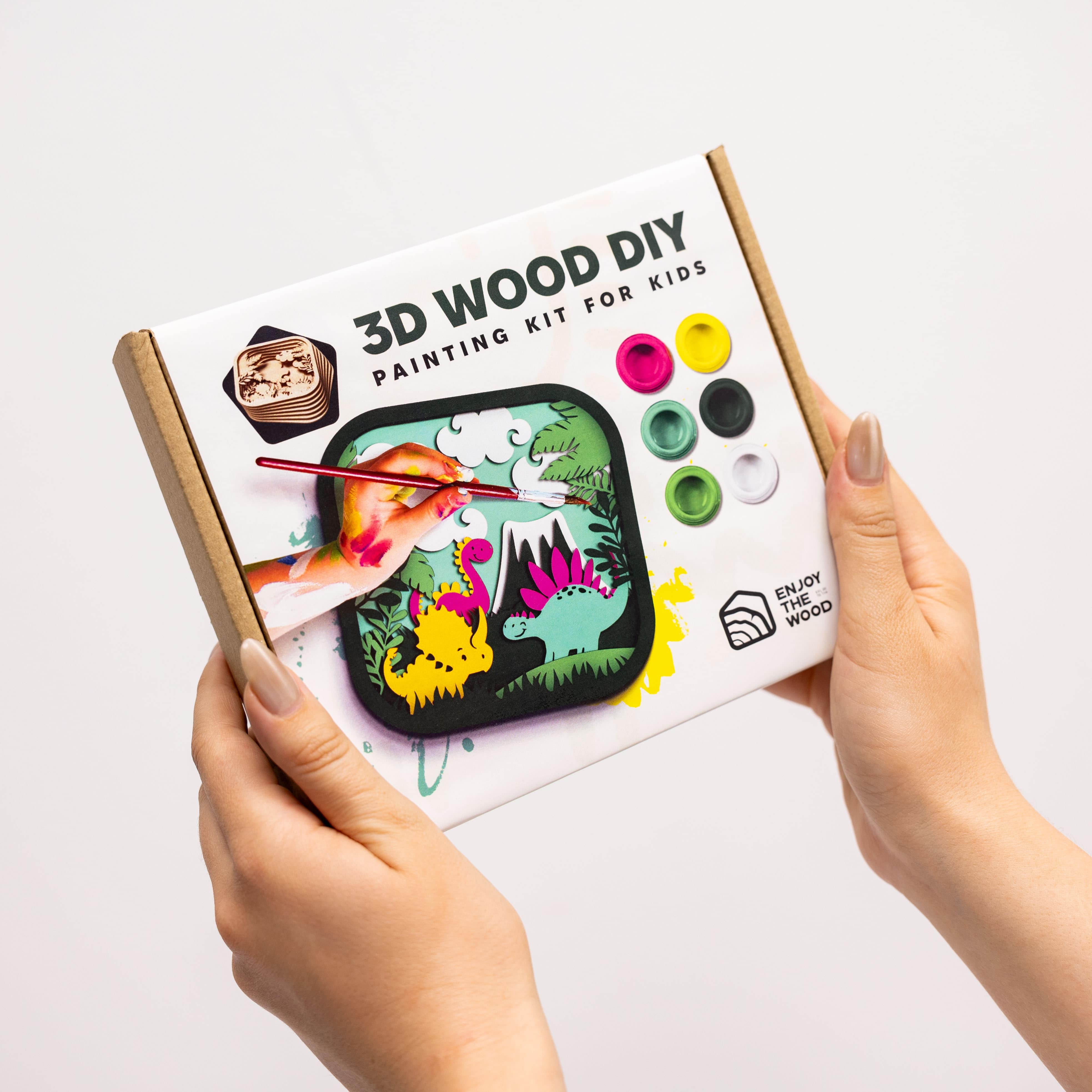 3D DIY Wood Painting Kit for Kids – Dino