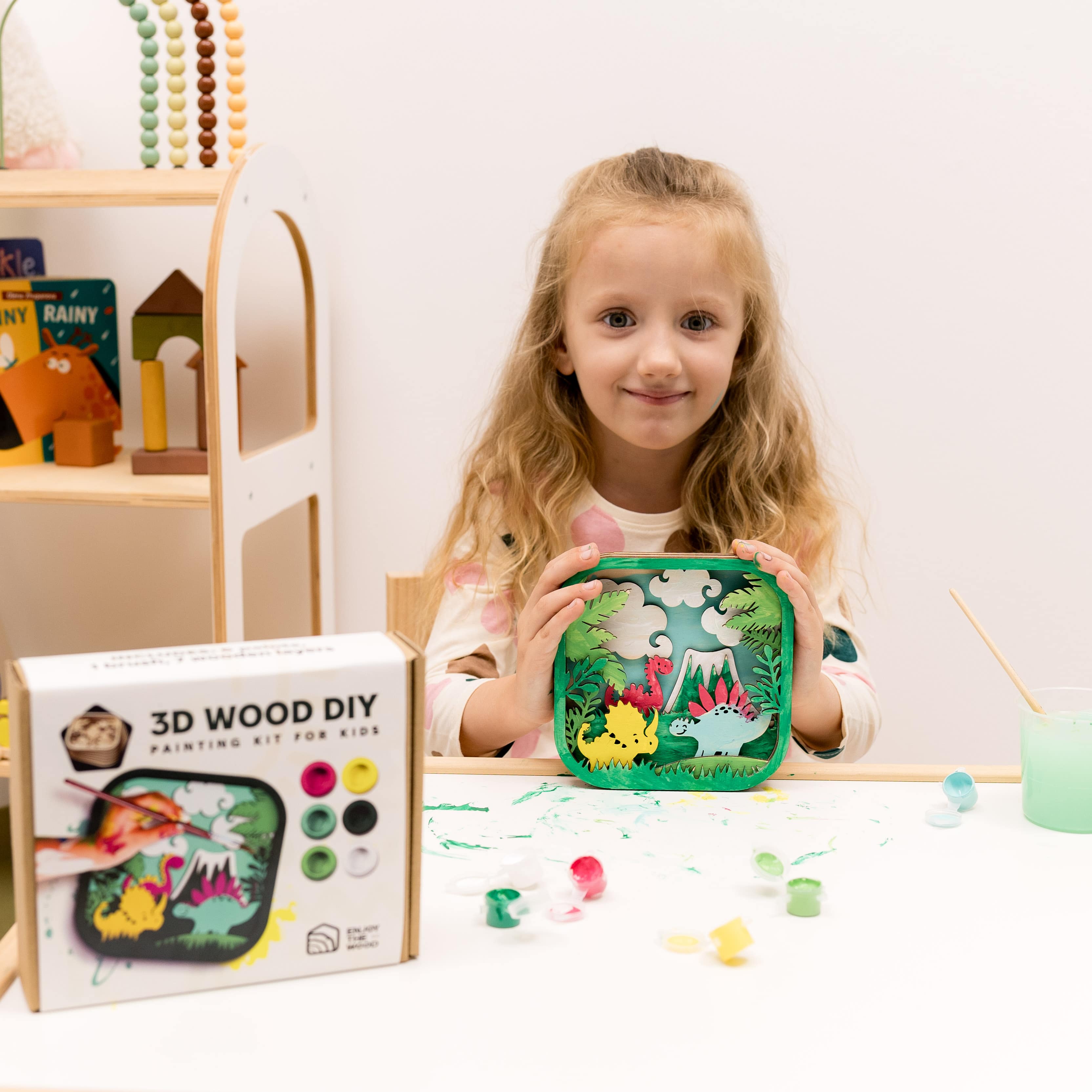 3D DIY Wood Painting Kit for Kids – Dino