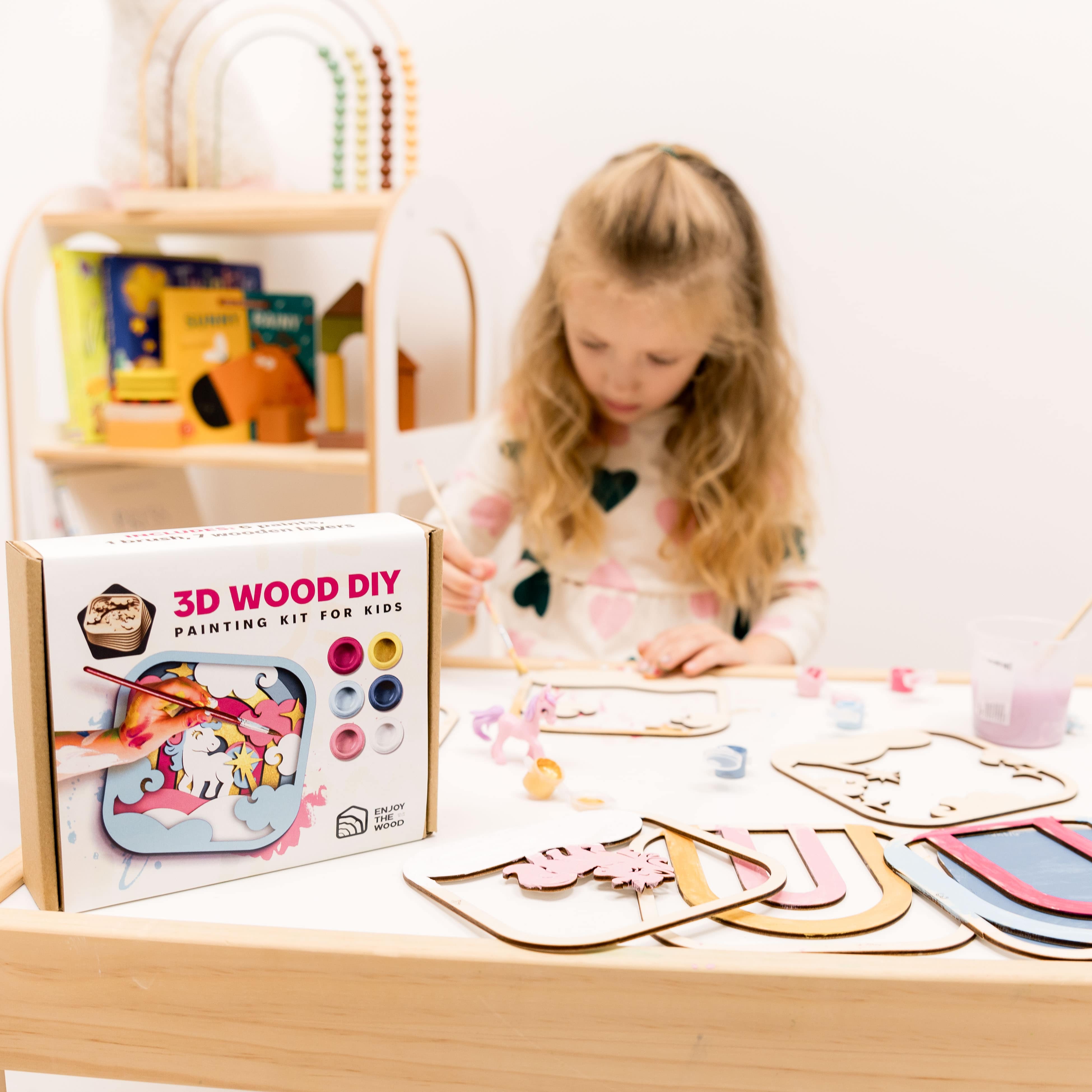 3D DIY Wood Painting Kit for Kids – Unicorn